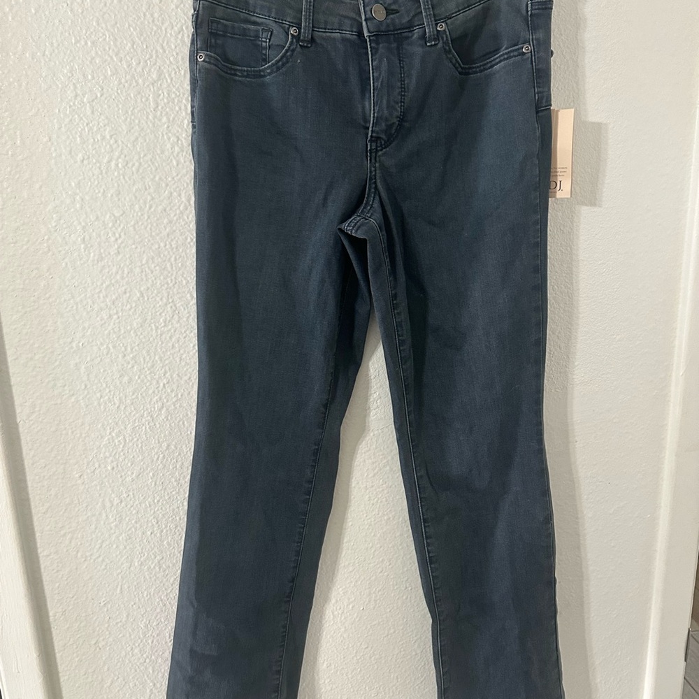 NYDJ Blue Straight Leg Jeans with Contrast Stitching